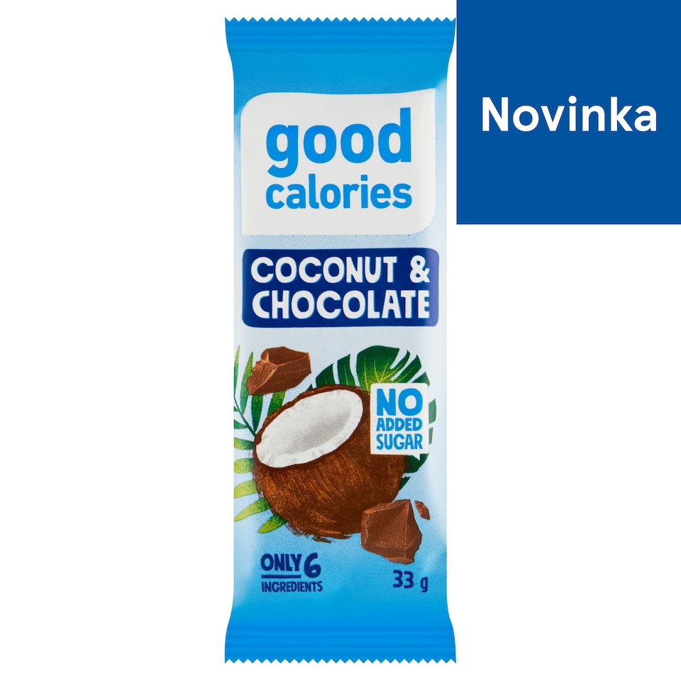 Good Calories Datľová tyčinka s kúskami kokosu a čokolády so sladidlom 33 g