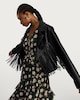 image 1 of F&F Faux Leather Fringed Jacket in Black