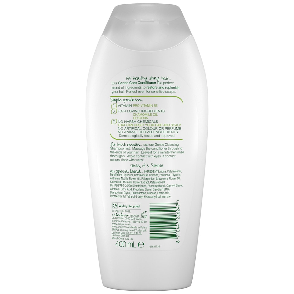 image 1 of Simple Kind To Hair Gentle Care Conditioner 400Ml