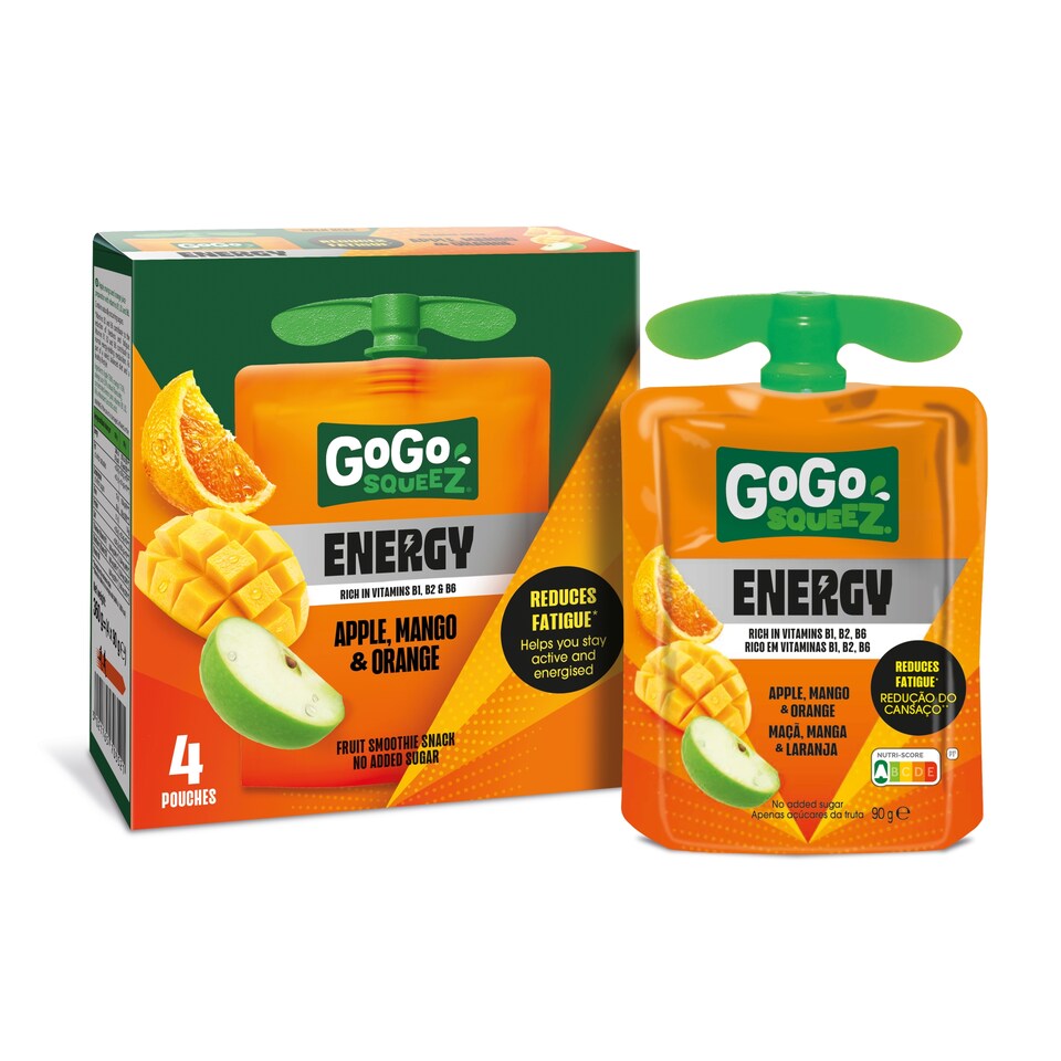 image 1 of GoGo squeeZ Energy Apple, Mango & Orange No Added Sugar 4 x 90g
