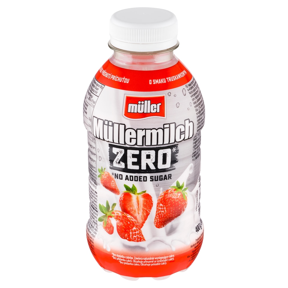 Müller Müllermilch Zero mléčný nápoj s jahodovou příchutí 400g