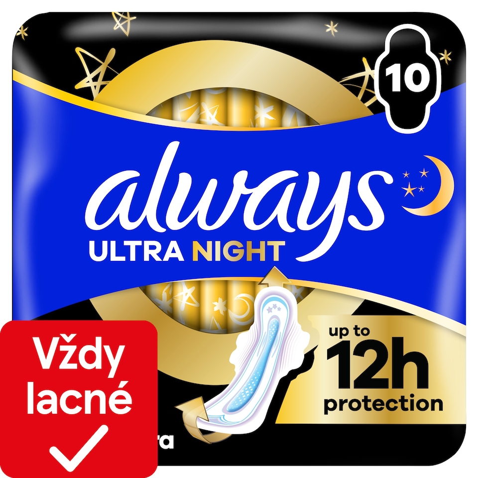obrázok 1 z Always Ultra Secure Night Extra hygienické vložky (veľkosť 5) vložky s krídelkami 10 ks]