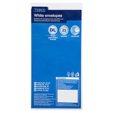 Tesco White DL Envelopes 25Pk