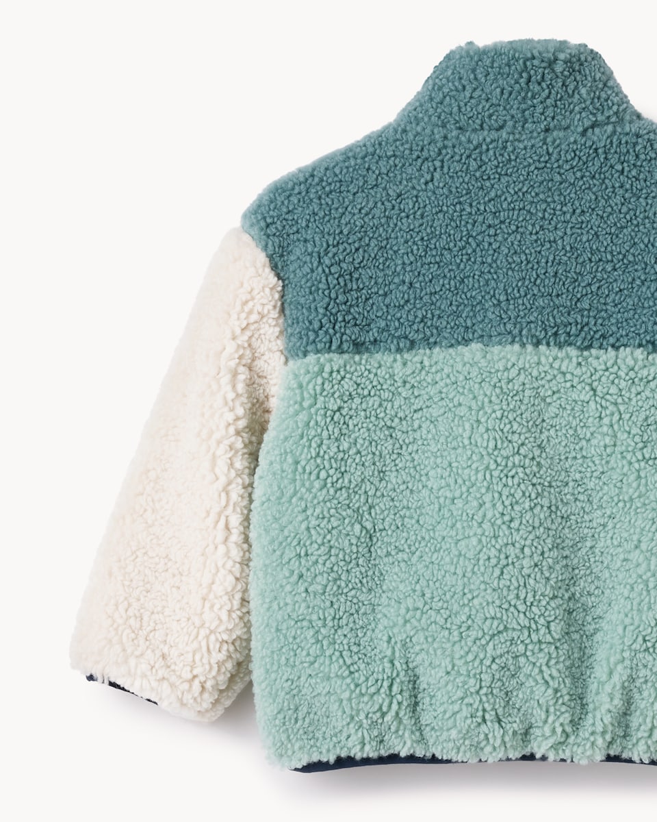 image 1 of F&F Boys Fleece Colour Block Jacket in Teal