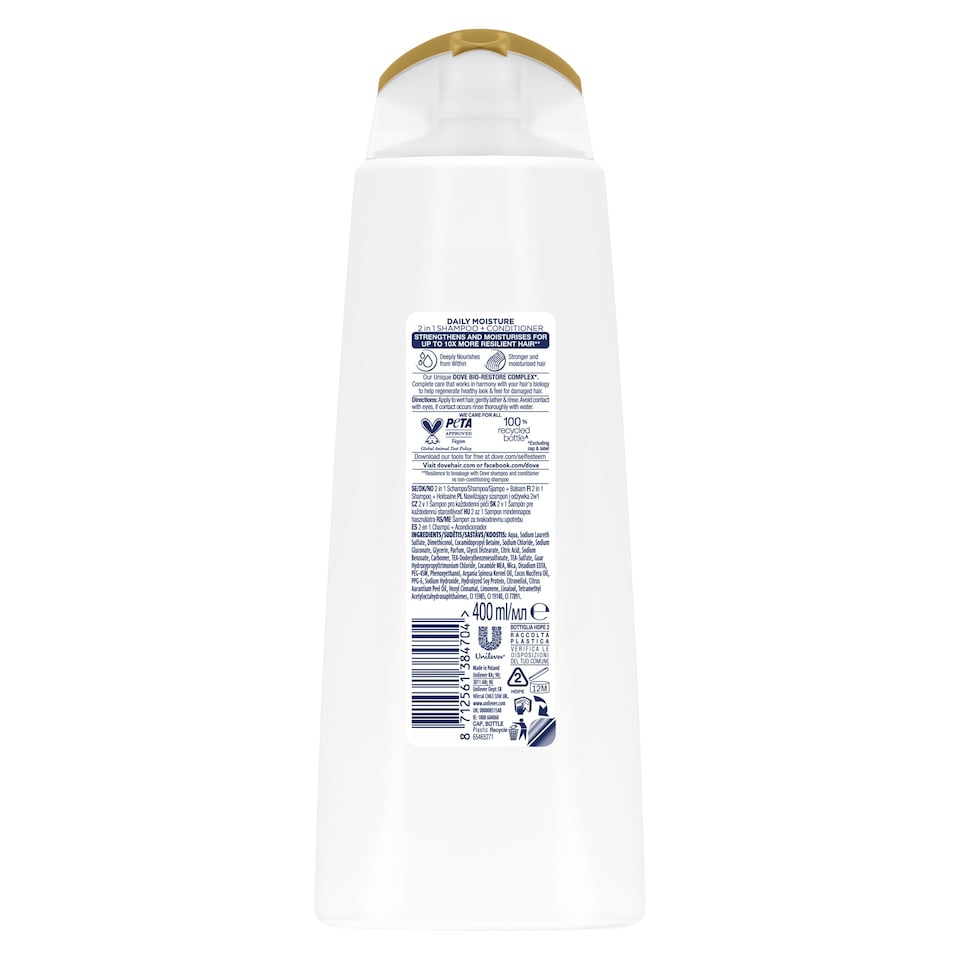image 1 of Dove Daily Moisture 2 In 1 Shampoo & Conditioner 400Ml