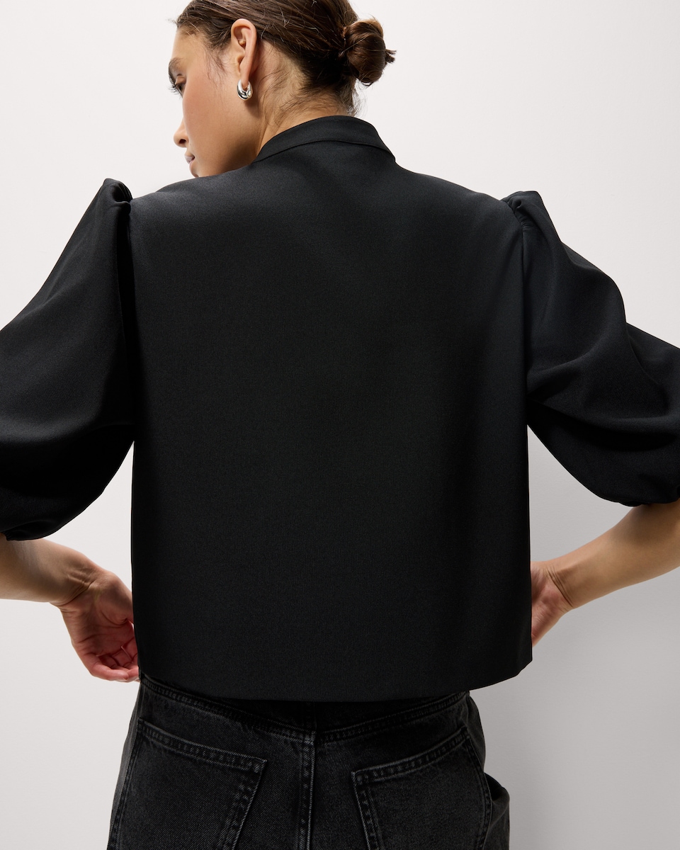 image 1 of F&F Stand Collar Blouse in Black