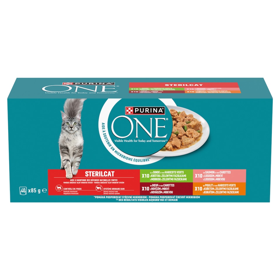 obrázok 1 z PURINA ONE STERILCAT Mini filetky s hovädzím, s kuraťom, s lososom, s morkou v šťave 40 x 85 g