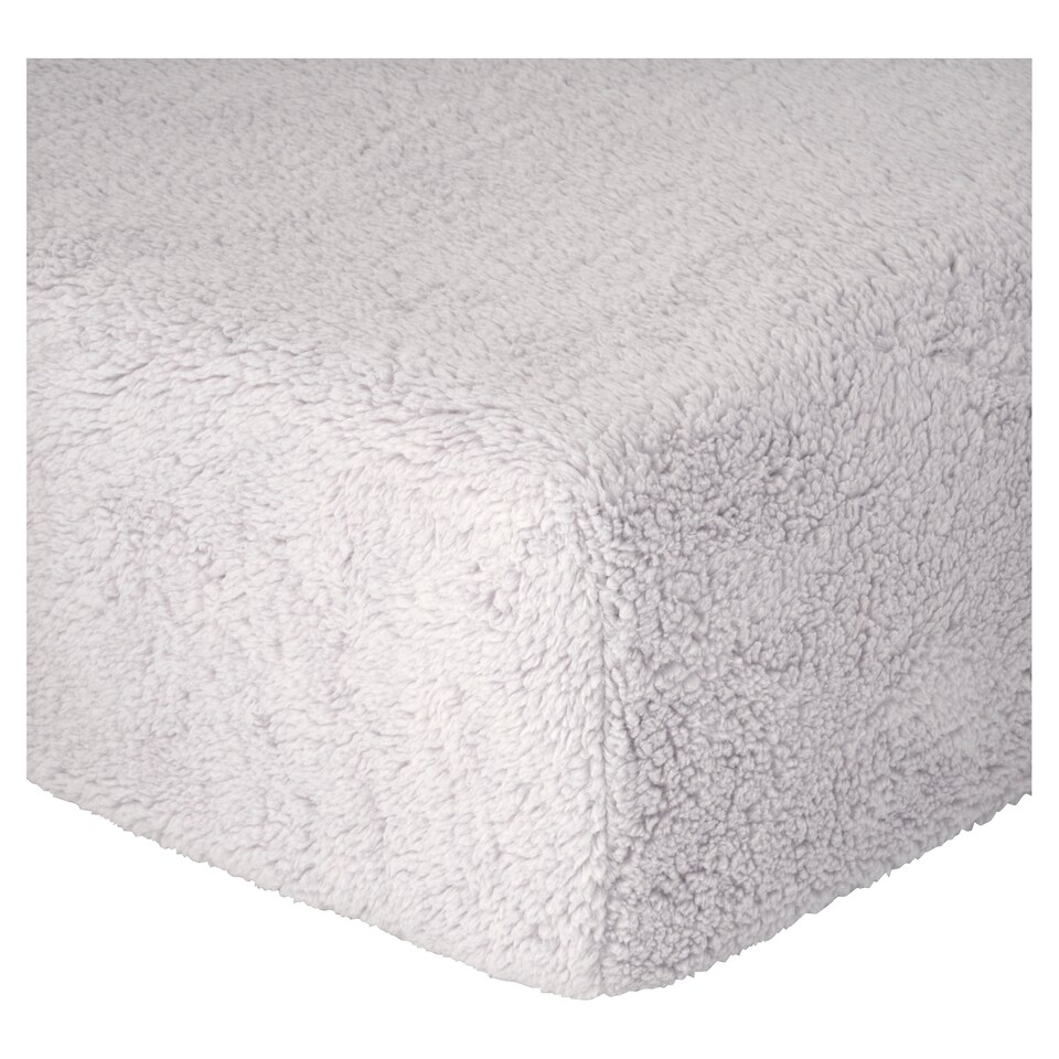 F&F Home Bedding Silver Teddy Fleece Fitted Sheet King
