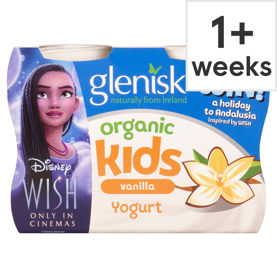 Glenisk Organic Kids Vanilla Yogurt 4X90g Tesco Groceries
