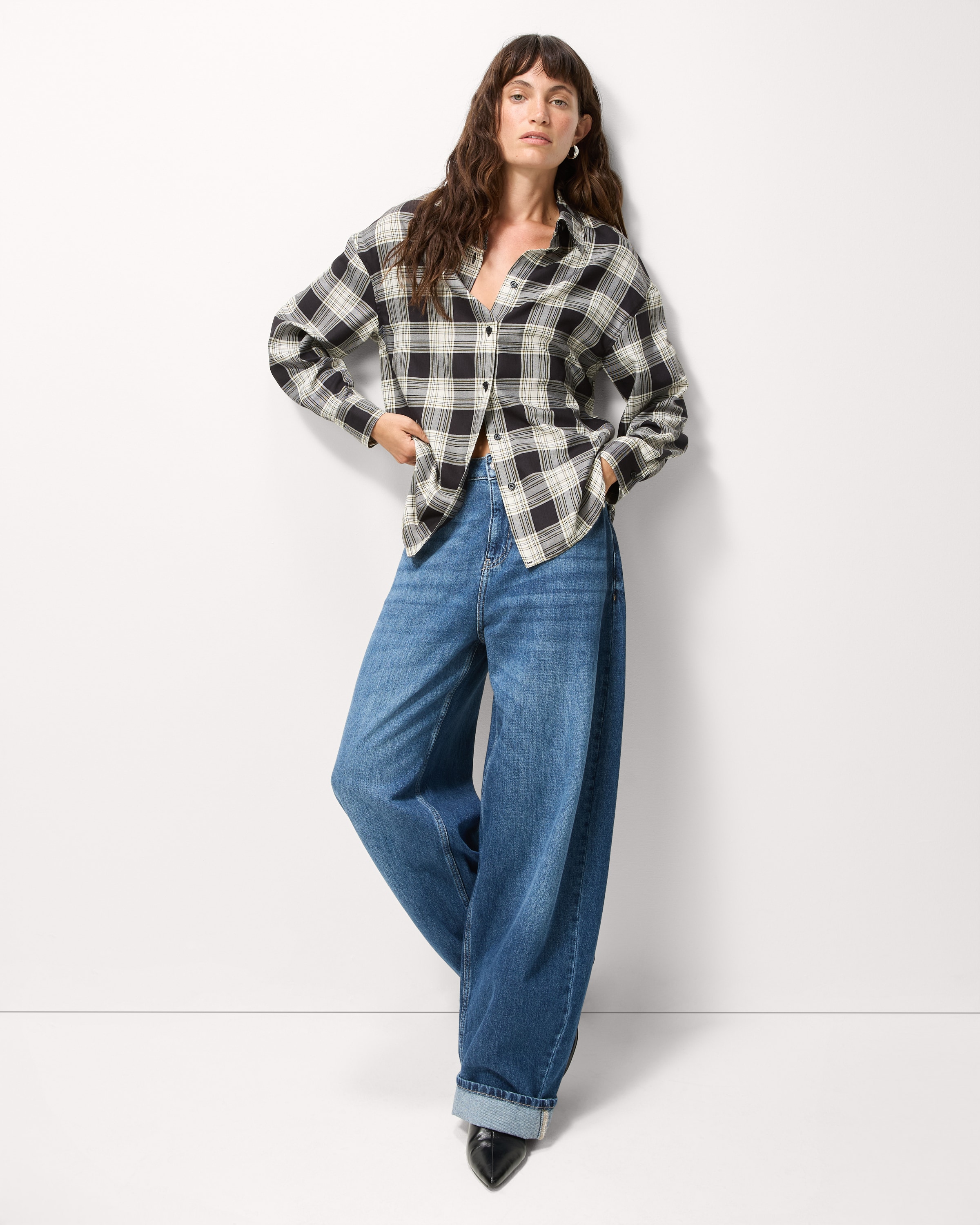 F&F Checked Shirt in Multi Black White