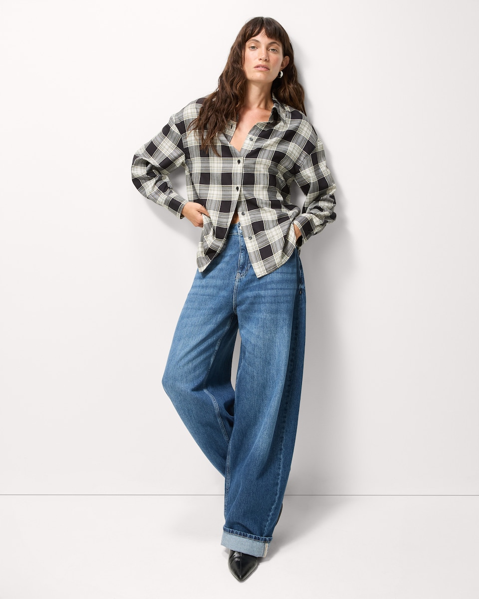 image 1 of F&F Checked Shirt in Multi Black White
