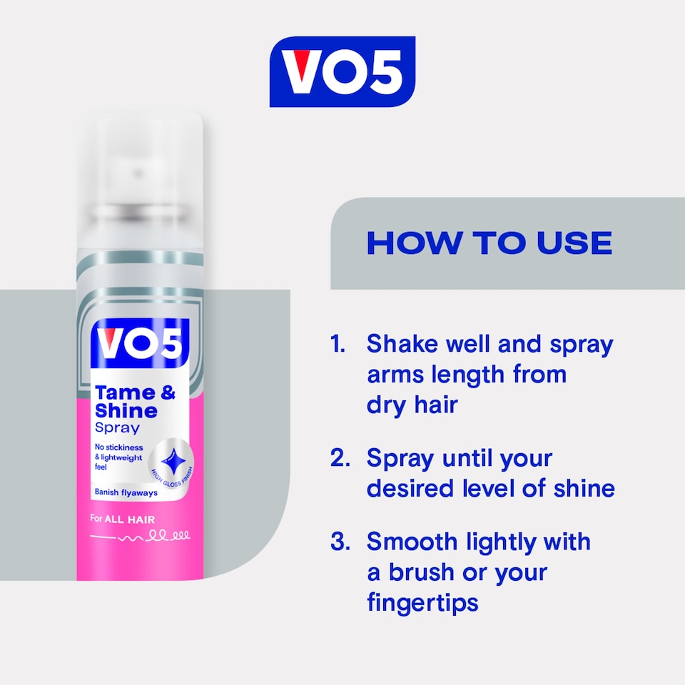 image 1 of Vo5 Smoothly Does It Tame & Shine Spray 100Ml