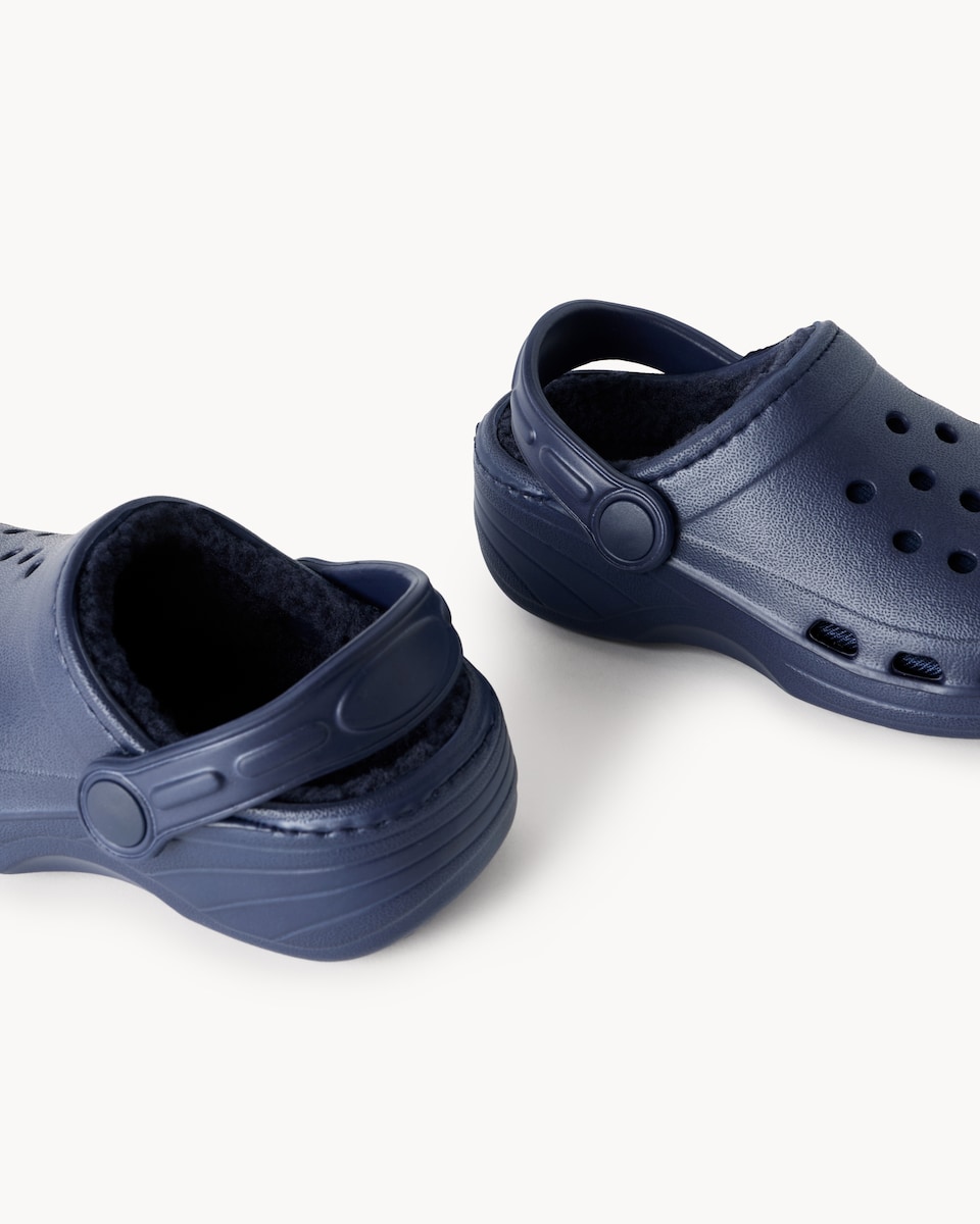 image 1 of F&F Boys Borg Lined Clogs in Navy