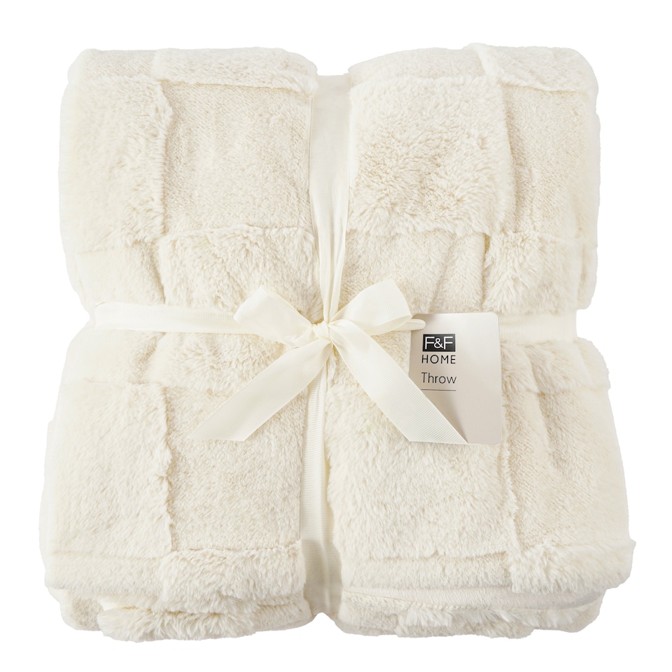 F&F Home Checkerboard Faux Fur Throw