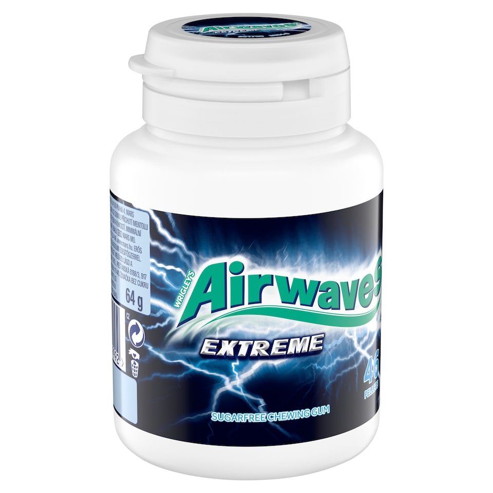 Wrigley's Airwaves Extreme Sugar Free Chewing Gum with Menthol and Eucalyptus 46 pcs 64 g