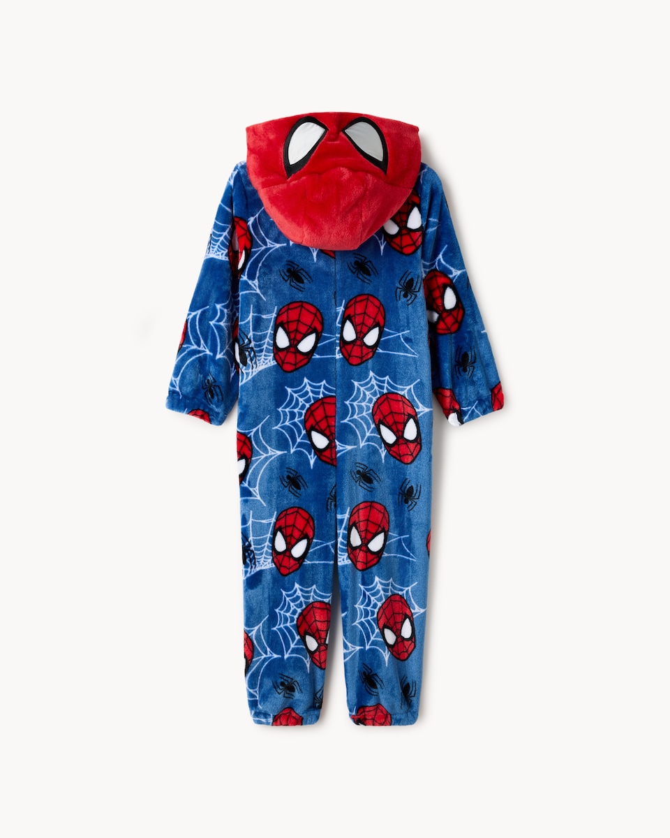 image 1 of  Marvel Spider-Man Fleece Hooded Onesie in Blue