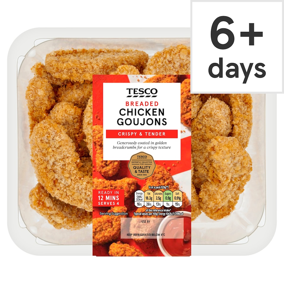 Tesco Breaded Chicken Goujons 540g Tesco Groceries
