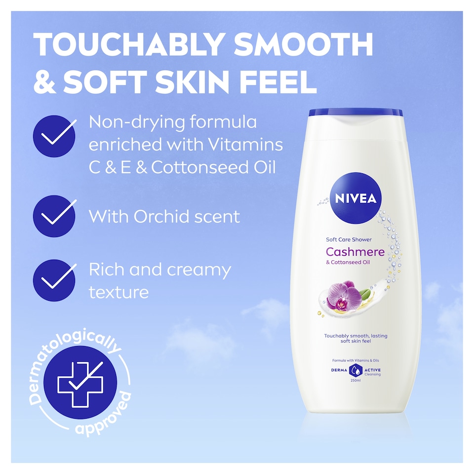 image 1 of NIVEA Cashmere & Cotton Seed Oil Shower Cream 250ml