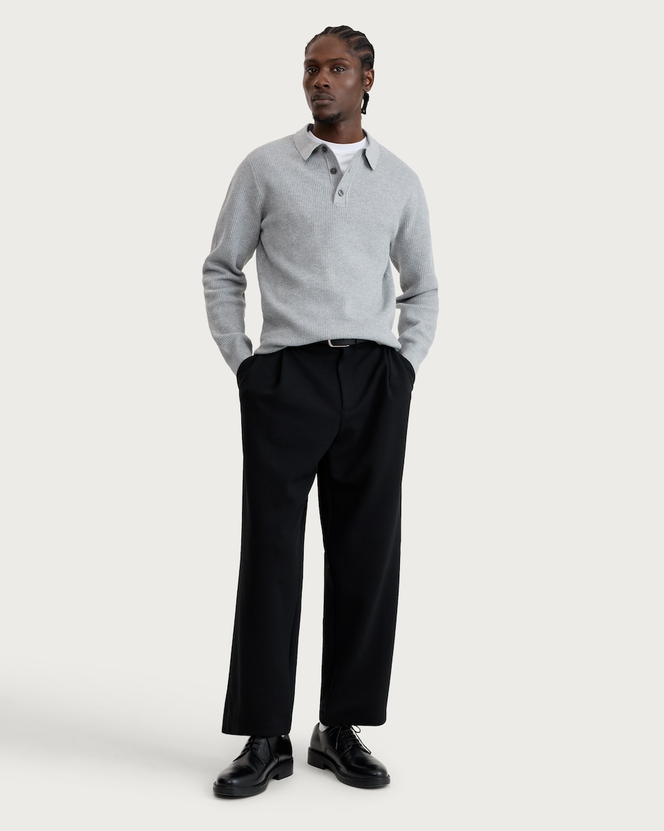 image 1 of F&F Knitted Long Sleeved Polo Neck Jumper in Grey