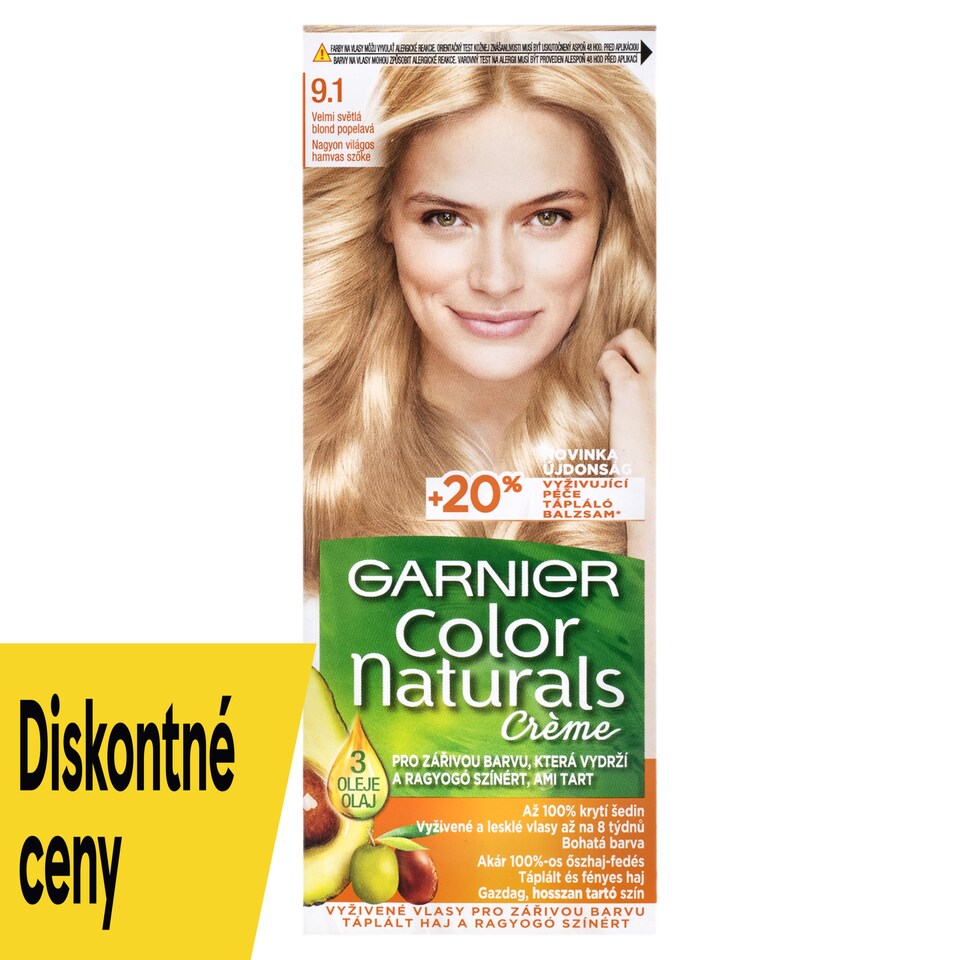 Garnier Color Naturals permanentná farba na vlasy 9 .1 Veľmi svetlá blond popolavá, 60 +40 +12 ml