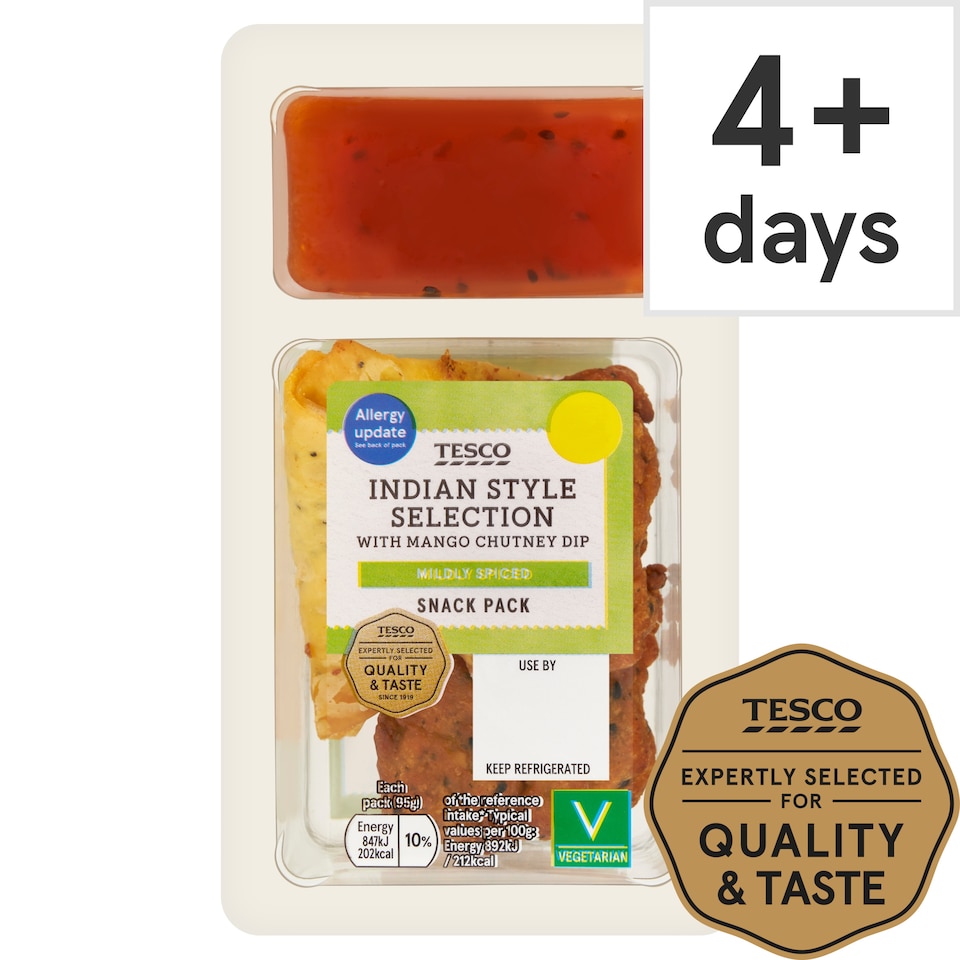 Tesco Indian Style Selection With Mango Dip 95G