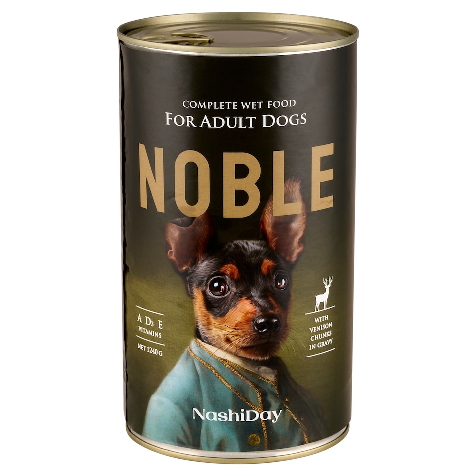 NashiDay Noble teljes értékű nedves állateledel felnőtt kutyák számára vaddal, szószban 1240 g  1. kép