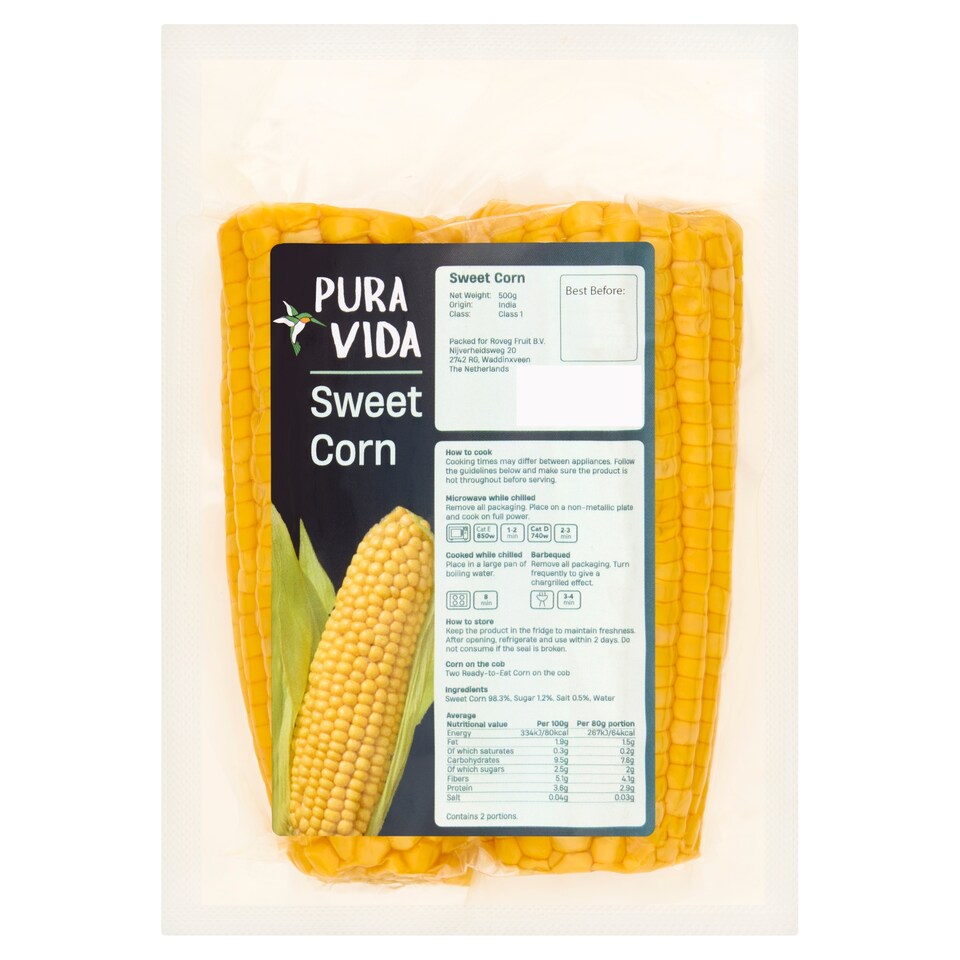 Pura Vida Boiled Sweetcorn 500g