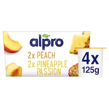 Alpro Peach And Exotic Fruit Yoghurt 4X125g