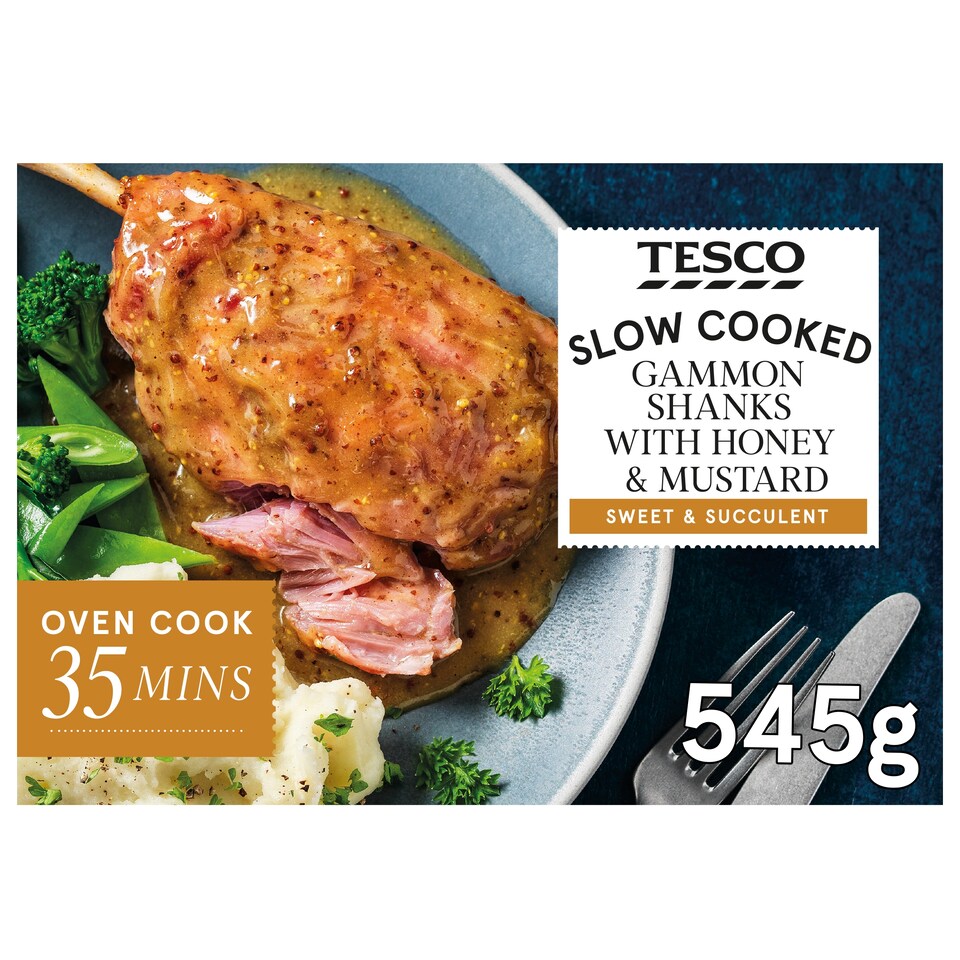 Tesco Slow Cooked Gammon Shanks Honey And Mustard 545G