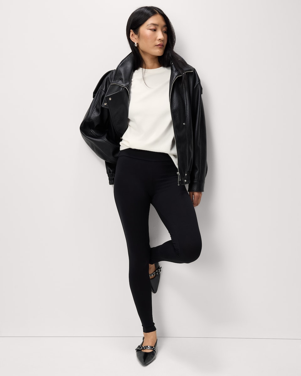 image 1 of F&F Cotton Rich High Waisted Leggings in Black