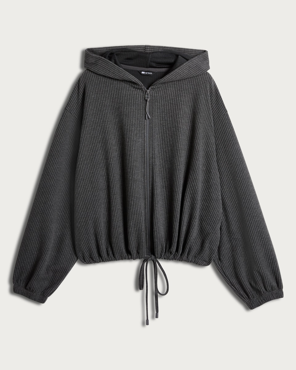 F&F Active Ribbed Zip Up Hoodie in Grey