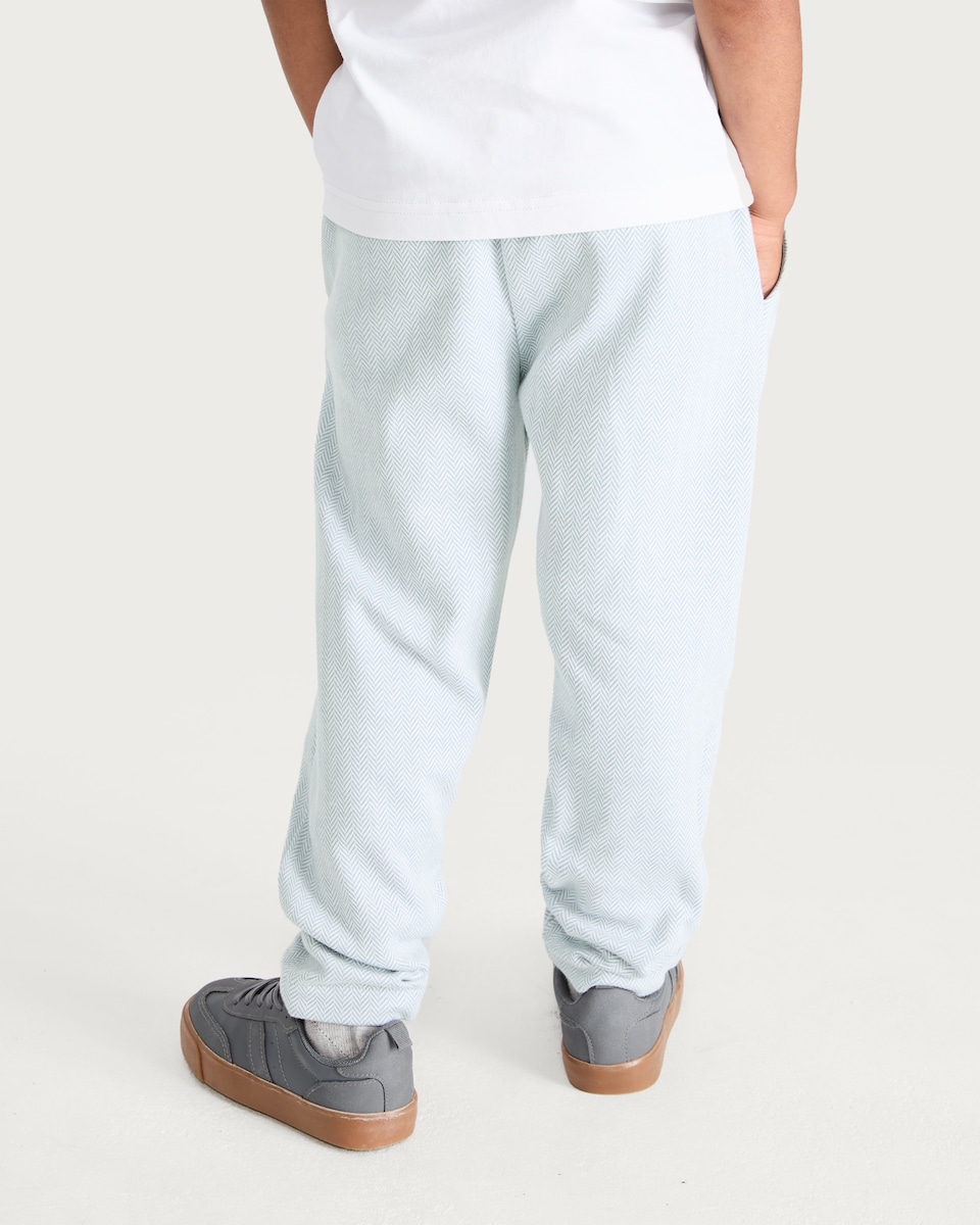 image 1 of F&F Boys Cotton Rich Herringbone Drawstring Joggers in Blue