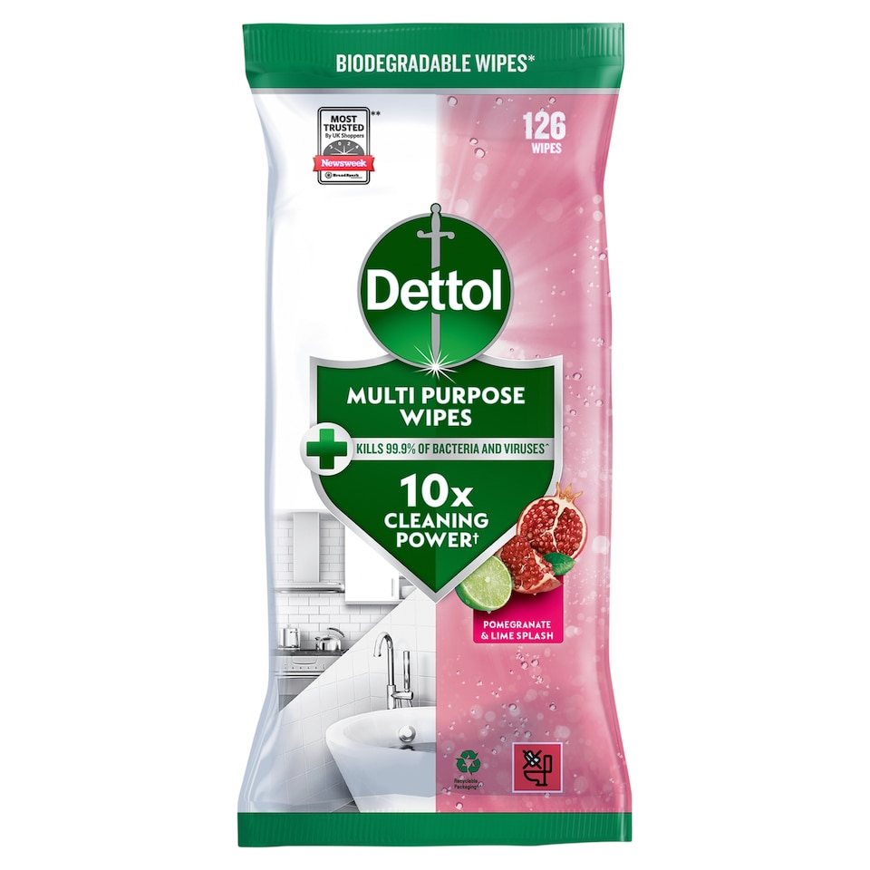 Dettol Multi-purpose Cleaning Wipes Pomegranate & Lime 126 Pack