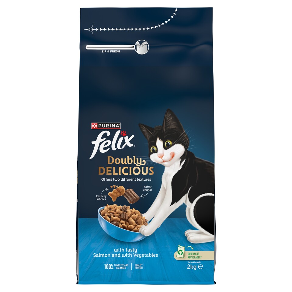image 1 of Felix Dry Doubly Delicious Salmon & Vegetables Cat Food 2kg