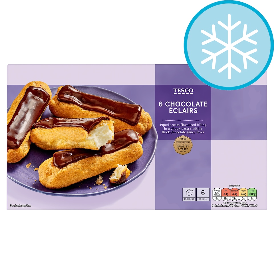 Tesco 6 Chocolate Eclairs 160G