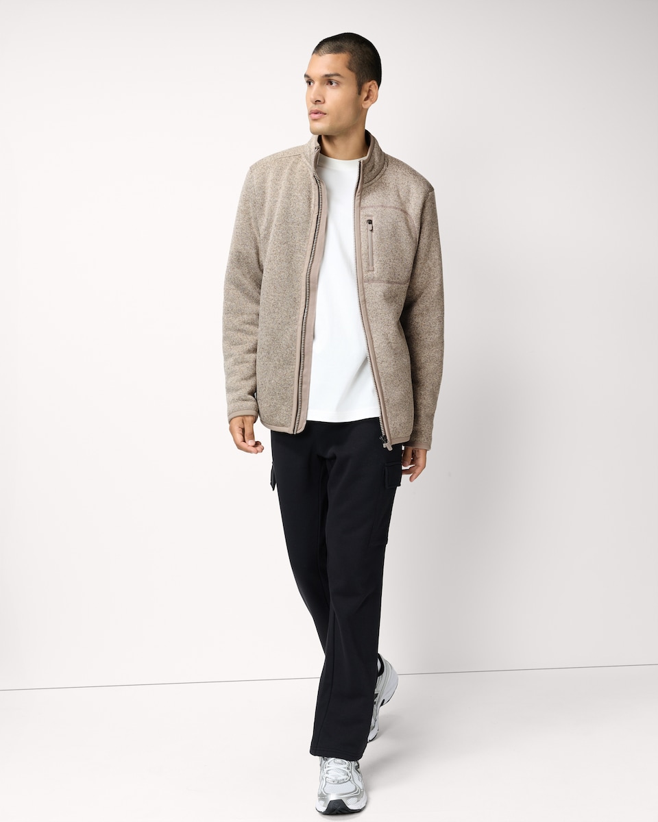 image 1 of F&F Active EVERYHOUR Textured Zip Up Jacket in Ecru