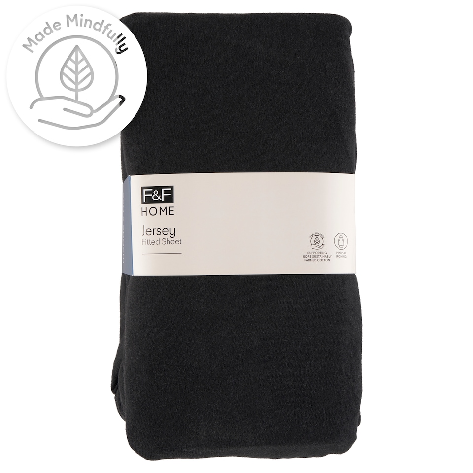 F&F Home Easy Care Jersey Black gumis lepedő 220 x 200 x 25 cm