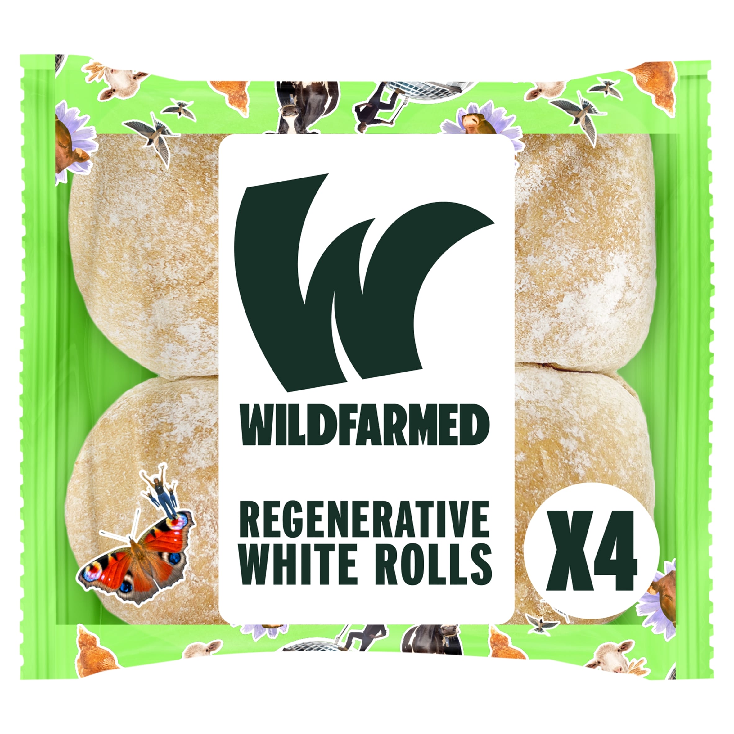Wildfarmed 4 White Bread Rolls 276g