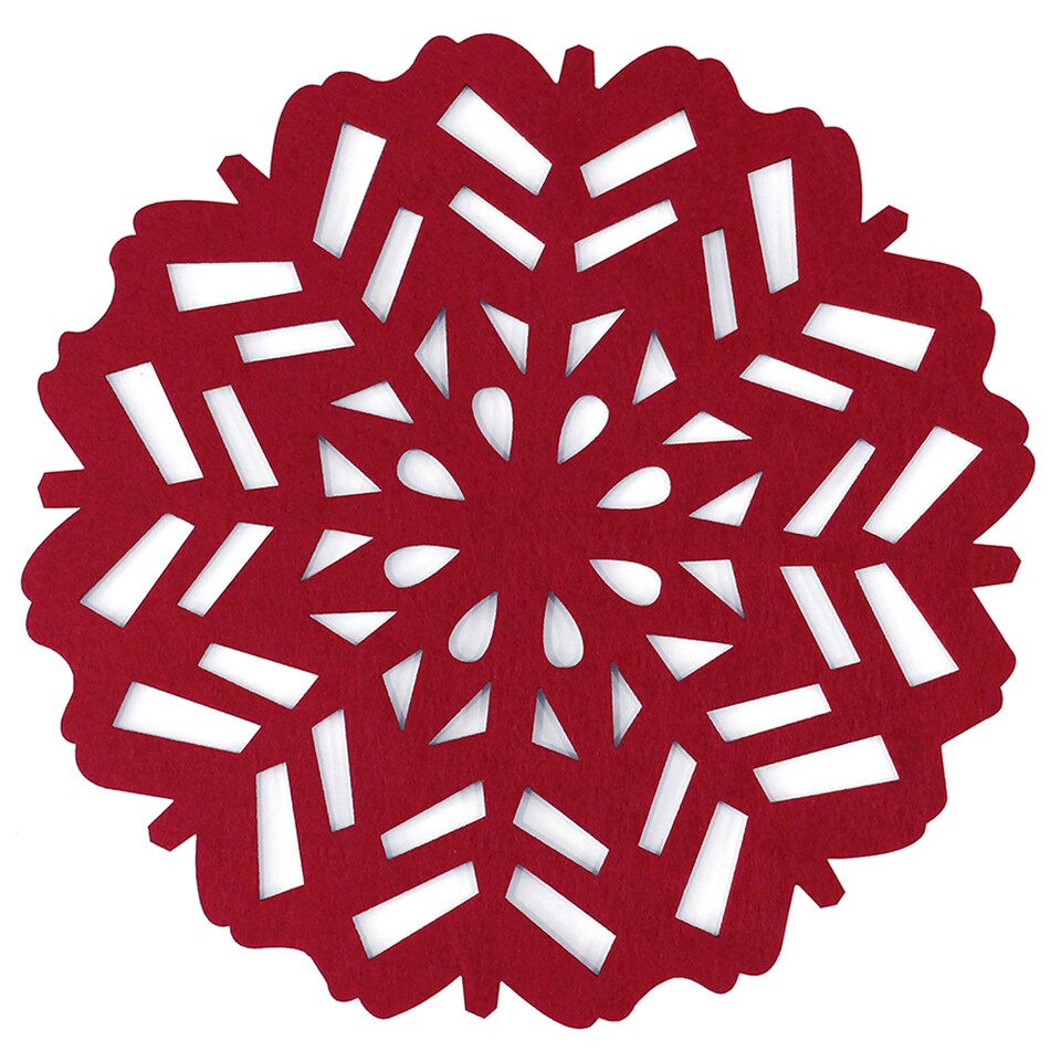image 1 of F&F Home Red snowflake felt placemat 4 Pack