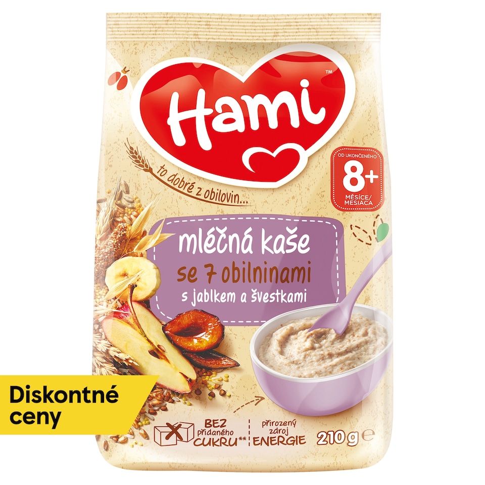 obrázok 1 z Hami mliečna kaša so 7 obilninami s jablkom a slivkami 210 g
