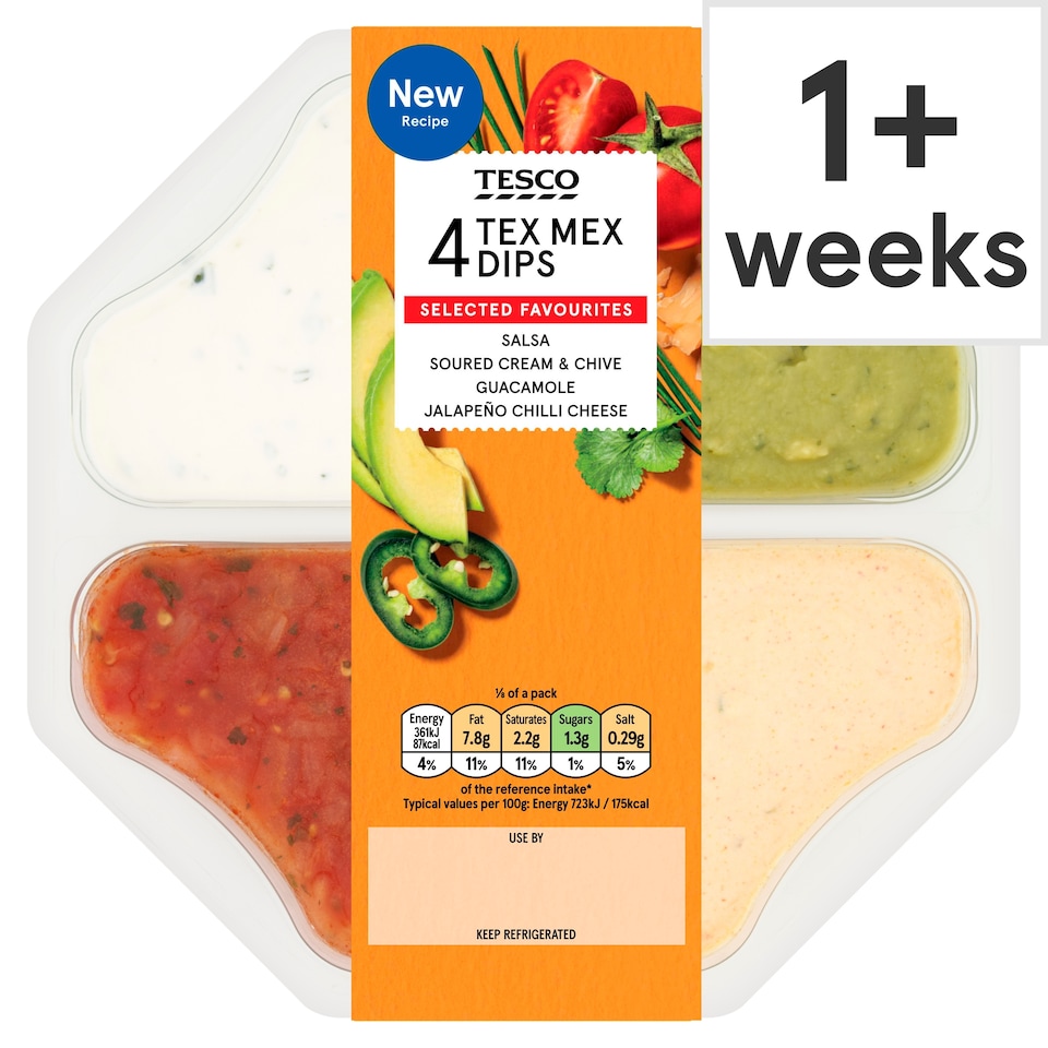 Tesco 4 Tex Mex Dips 400g 
