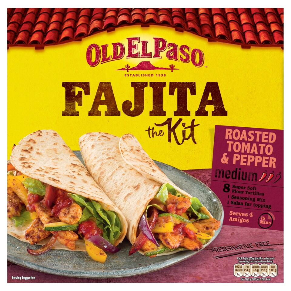 image 1 of Old El Paso Tomato & Pepper Fajita Kit 505G