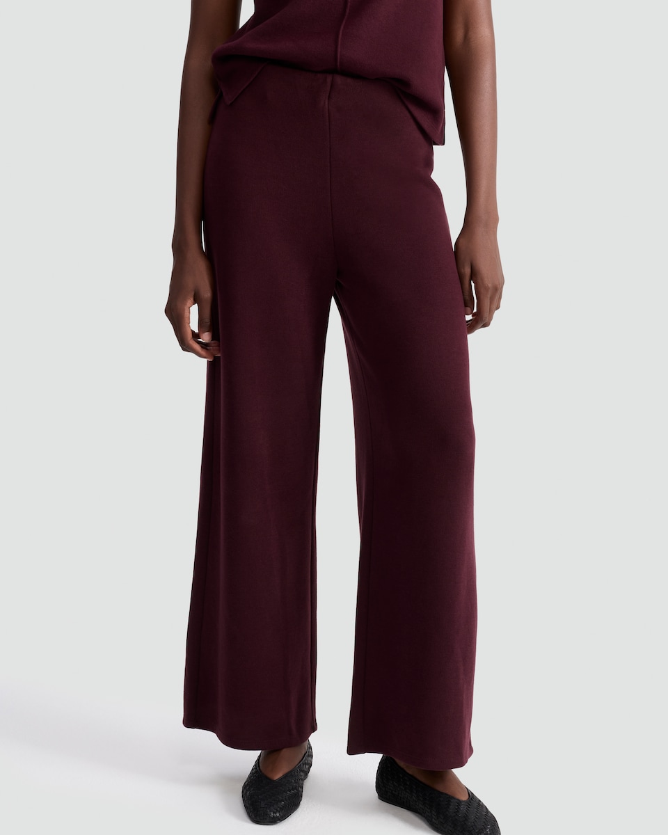 image 1 of F&F Wide Leg Co-ord Trousers with Cotton in Burgundy