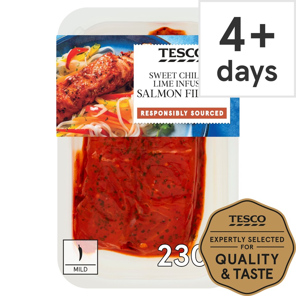 Tesco 2 Sweet Chilli & Lime Infused Salmon 230G