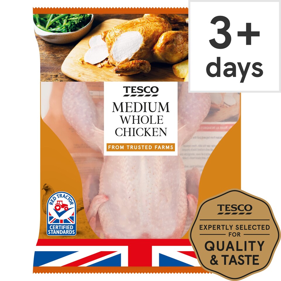 Tesco British Whole Medium Chicken 1.2Kg 1.5Kg Tesco Groceries