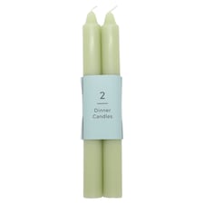 TESCO GREEN DINNER CANDLES 2 PACK