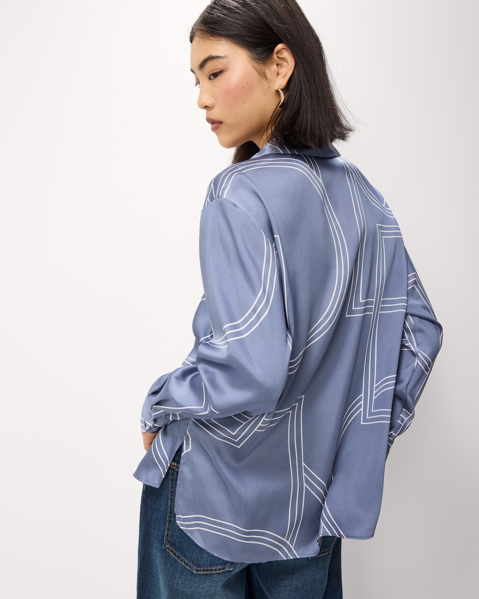 image 1 of F&F Abstract Print Shirt in Blue