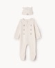 image 1 of F&F Baby 2-Piece Cotton Rich Bear Embroidered Sleepsuit and Hat Set in Neutral