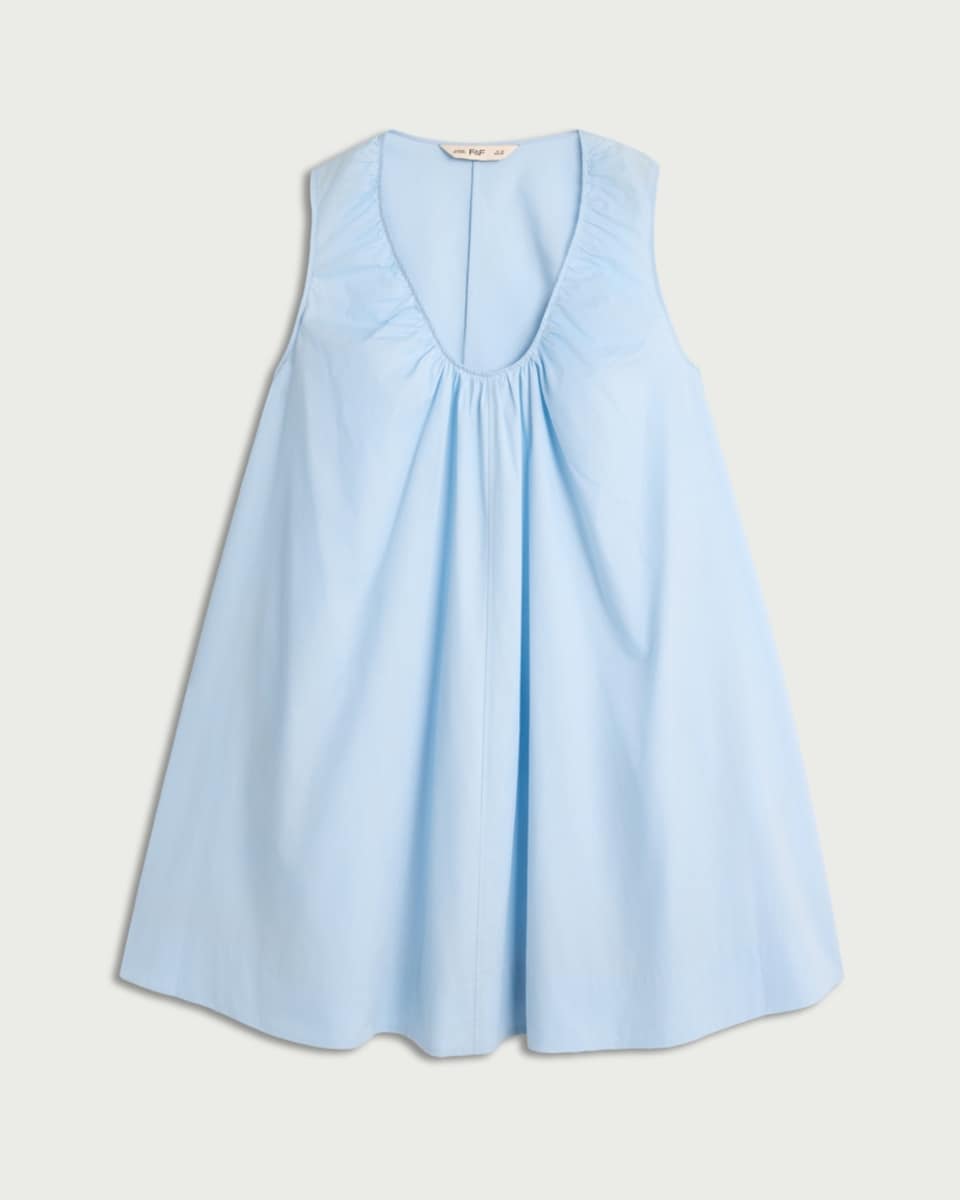 image 1 of F&F Pure Cotton Scoop Neck Dress in Blue