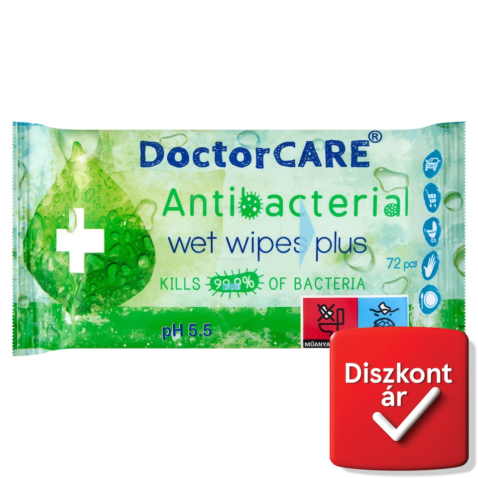 DoctorCare antibakteriális nedves törlőkendő plusz 72 db